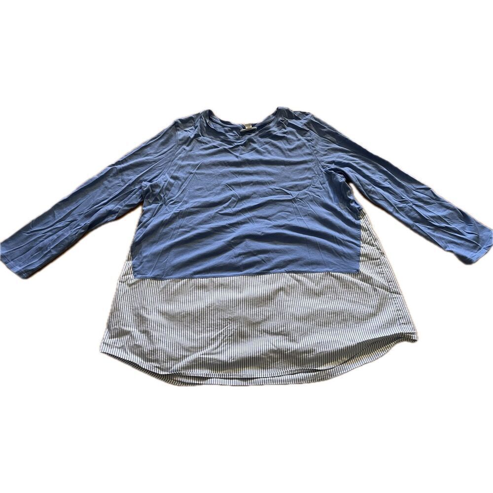 J. Jill Blue Long Sleeve Pin Stripe Blouse Women’s Reg XL